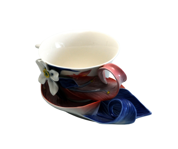 FRANZ COLLECTION COLUMBINE WILDFLOWER CUP AND SAUCER