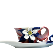 FRANZ COLLECTION COLUMBINE WILDFLOWER CUP AND SAUCER