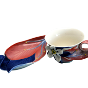 FRANZ COLLECTION COLUMBINE WILDFLOWER CUP AND SAUCER