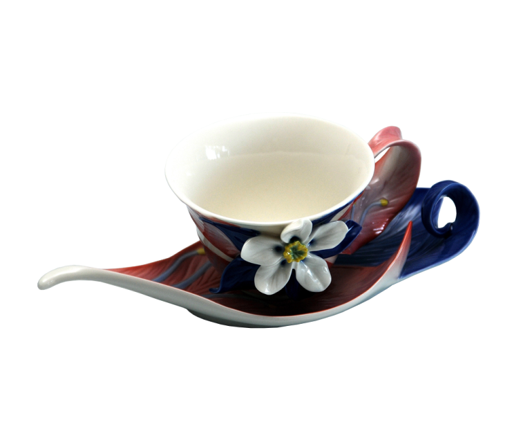 FRANZ COLLECTION COLUMBINE WILDFLOWER CUP AND SAUCER