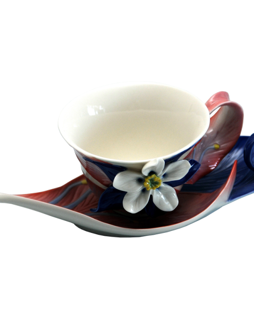FRANZ COLLECTION COLUMBINE WILDFLOWER CUP AND SAUCER
