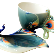 FRANZ COLLECTION THE MAGNIFICENT PEACOCK CUP/SAUCER