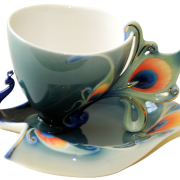 FRANZ COLLECTION THE MAGNIFICENT PEACOCK CUP/SAUCER