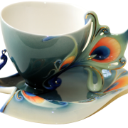 FRANZ COLLECTION THE MAGNIFICENT PEACOCK CUP/SAUCER