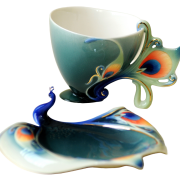 FRANZ COLLECTION THE MAGNIFICENT PEACOCK CUP/SAUCER