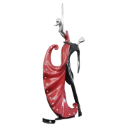 ELEGANT RED AND BLACK DANCING COUPLE RESIN SCULPTURE