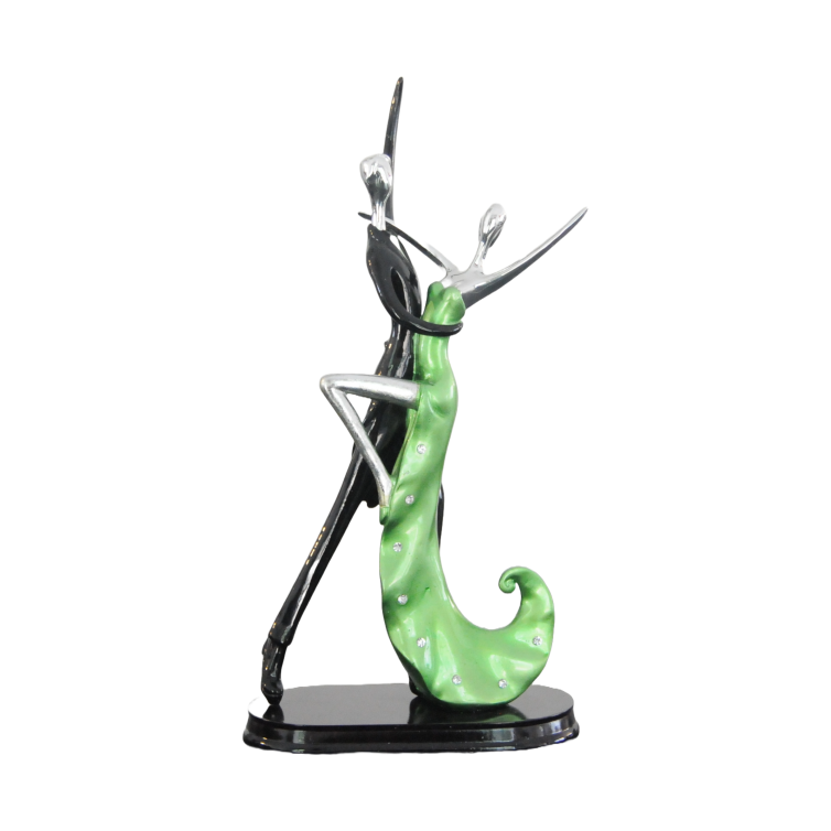 JADE AND BLACK DANCING COUPLE SCULPTURE